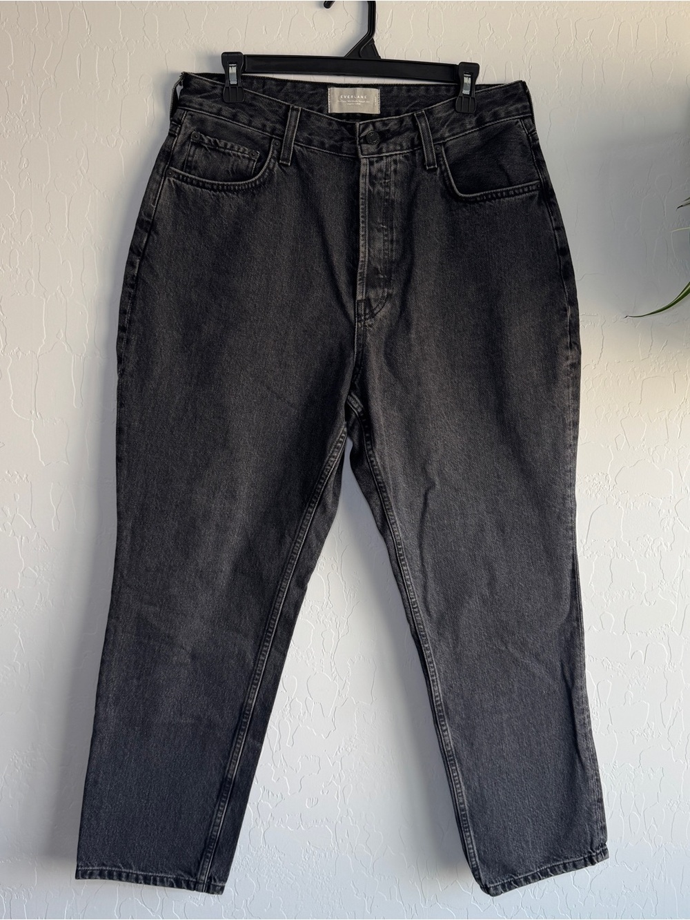 Everlane Curvy 90s Cheeky Straight Jean Black Wash High Rise Sz 32 NWT Mom Jean